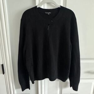 Eileen Fisher Silk Cotton Knit Zip Cardigan Jacket Black Size: XL